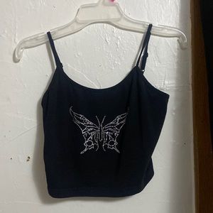shein rhinestone butterfly crop top
